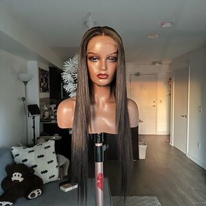 Custom Black/Dark Brown Wig | 22 inches, Closure Wig